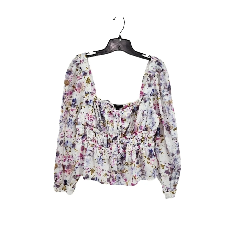 J.Crew Women's Cotton Floral Cinched Waist Top - 14